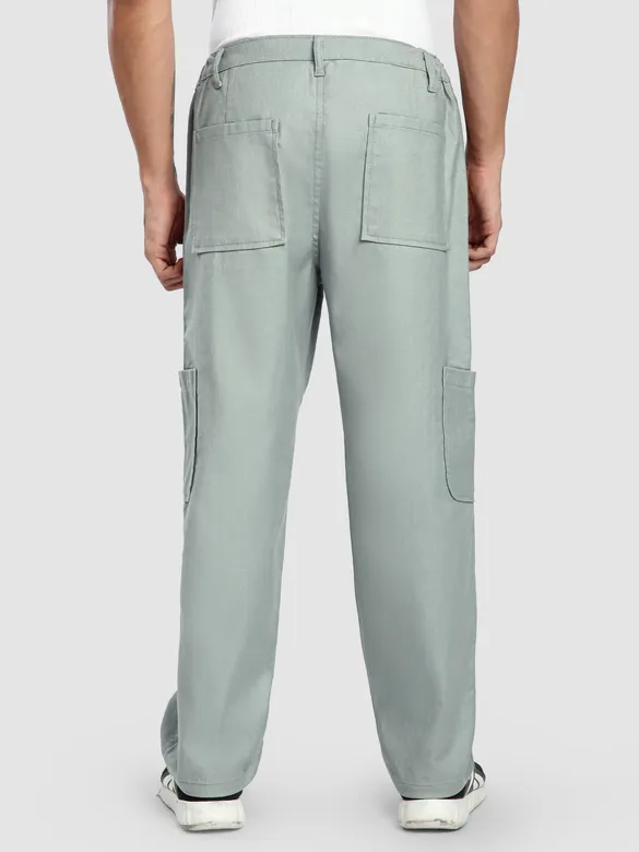Pale Grey Side Elasticated Cargo Pants