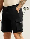 Black 5 Pockets Cargo Shorts