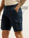 Dark Blue 5 Pockets Cargo Shorts