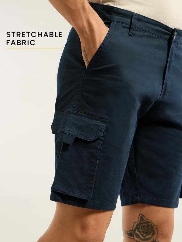 Dark Blue 5 Pockets Cargo Shorts