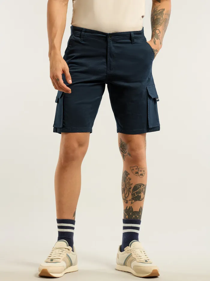 Dark Blue 5 Pockets Cargo Shorts