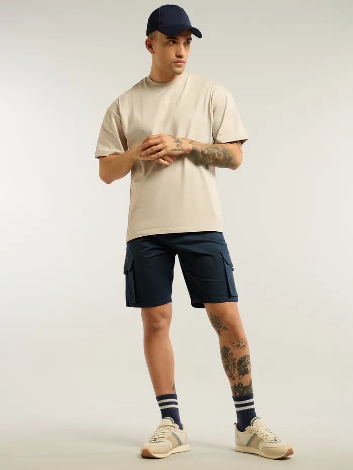 Dark Blue 5 Pockets Cargo Shorts