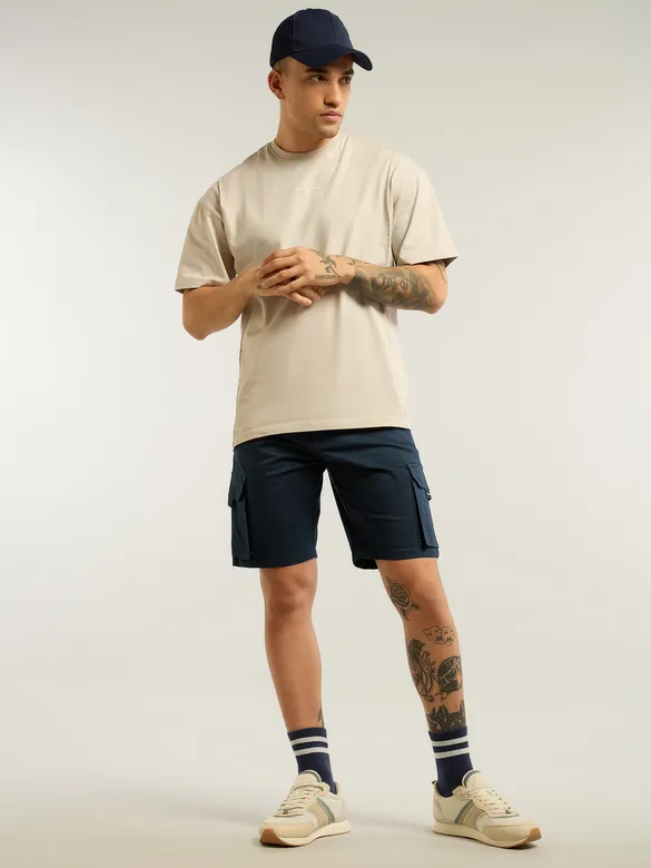 Dark Blue 5 Pockets Cargo Shorts