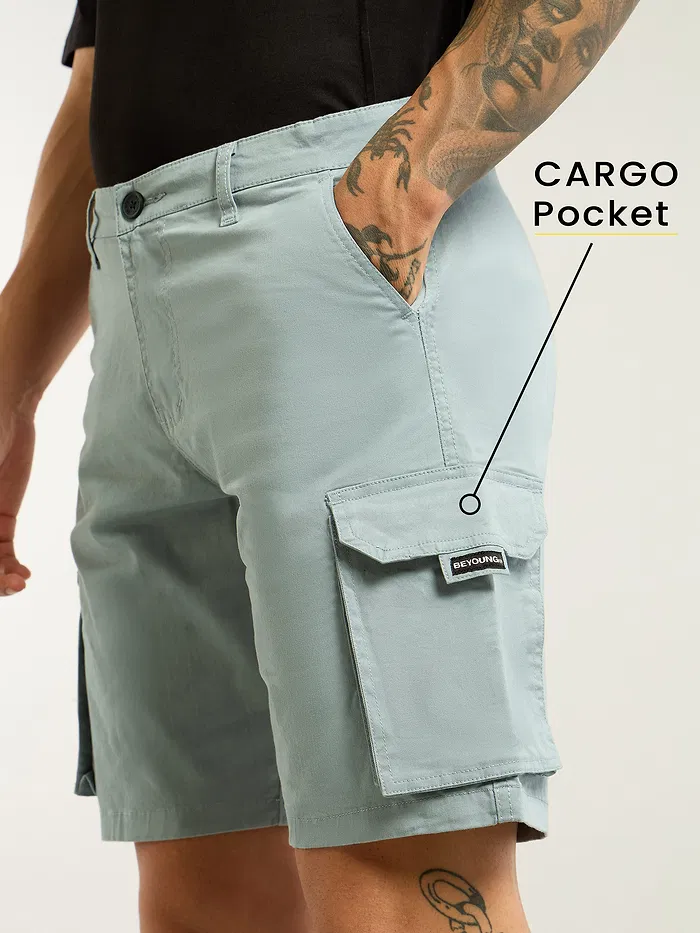 Mist Grey 5 Pockets Cargo Shorts