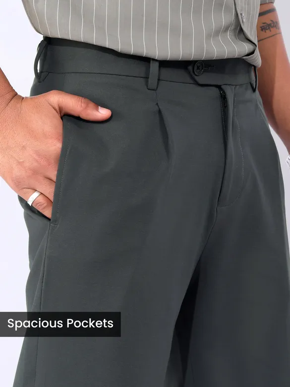 Dark Grey Relaxed Fit Korean Pants