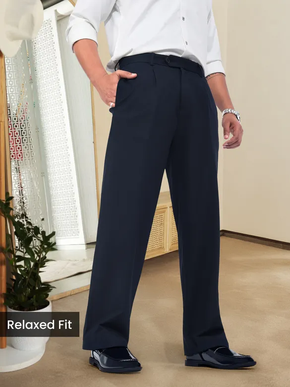 Navy Relaxed Fit Korean Pants