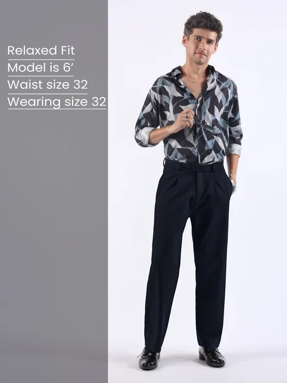 Navy Relaxed Fit Korean Pants