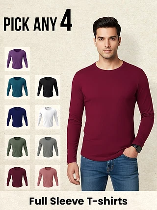 Buy full sleeves t shirts combo for mens online india, 