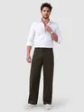 Dark Brown Mid Rise Wide Leg Trousers