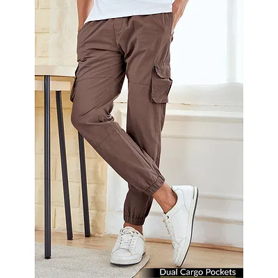 Caramel Brown Dual Pocket Cargo Joggers
