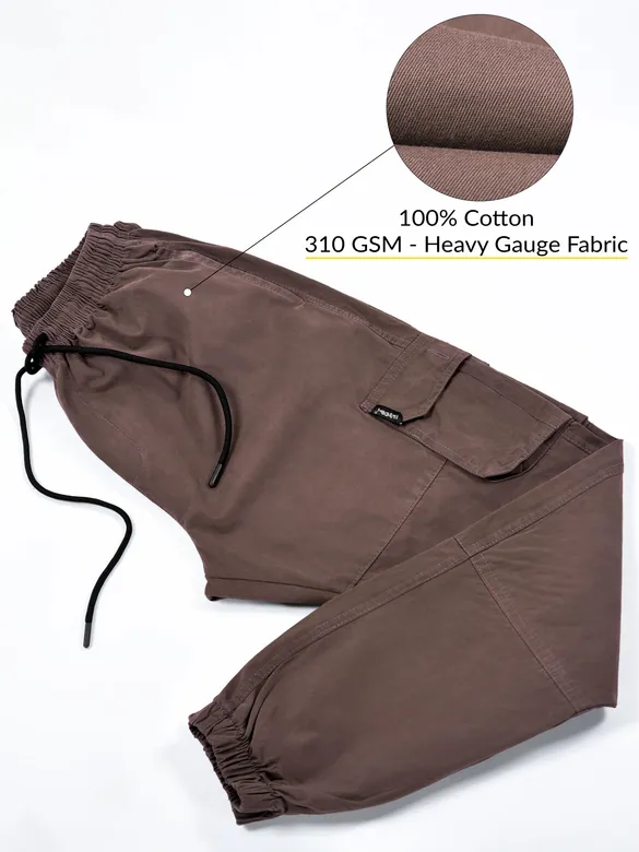 Caramel Brown Heavy Gauge Cargo Joggers