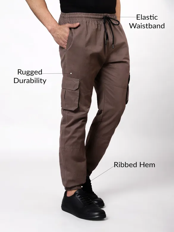 Caramel Brown Heavy Gauge Cargo Joggers