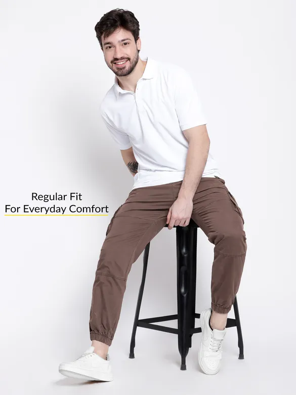 Caramel Brown Heavy Gauge Cargo Joggers