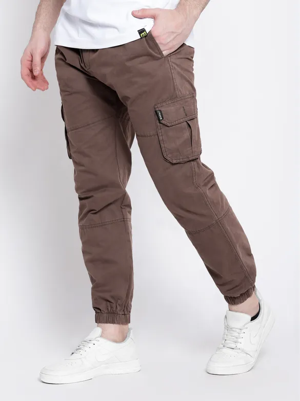 Caramel Brown Heavy Gauge Cargo Joggers