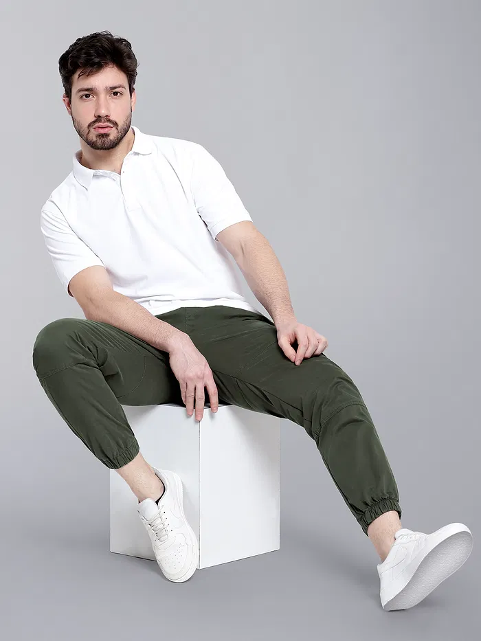 Buy Crocodile Green Heavy Gauge Cargo Joggers