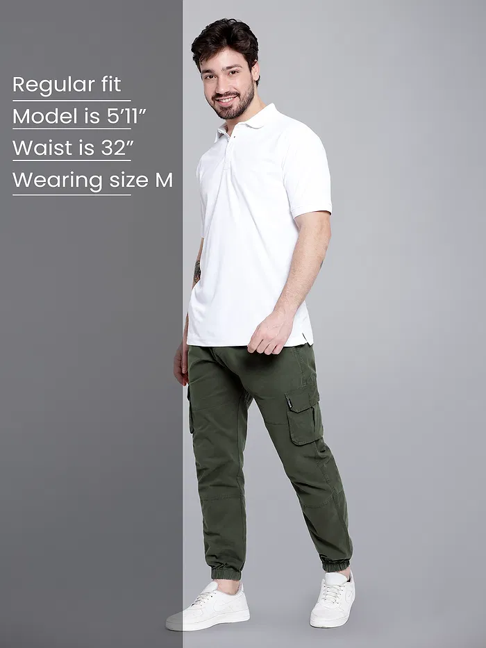Crocodile Green Heavy Gauge Cargo Joggers