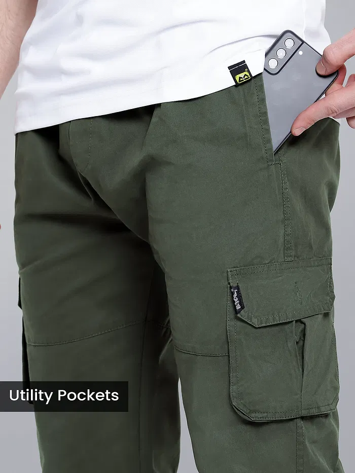 Shop Crocodile Green Heavy Gauge Cargo Joggers
