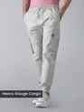 buy grey cargo joggers for men in cotton twill lycra with 4 pockets and regular fit for street style, 