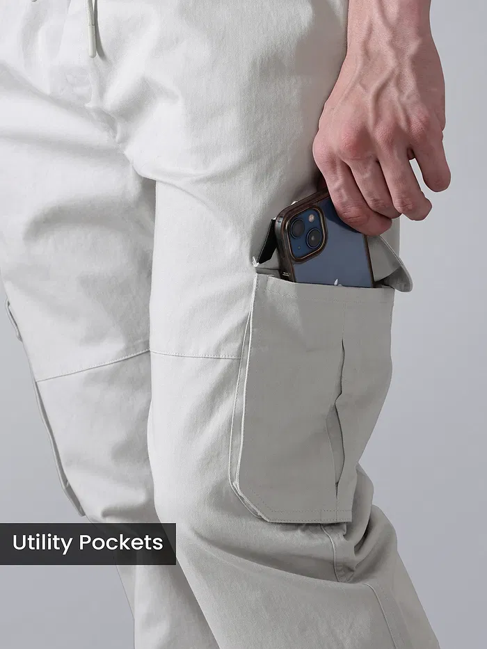 Shop Pale Grey Heavy Gauge Cargo Joggers