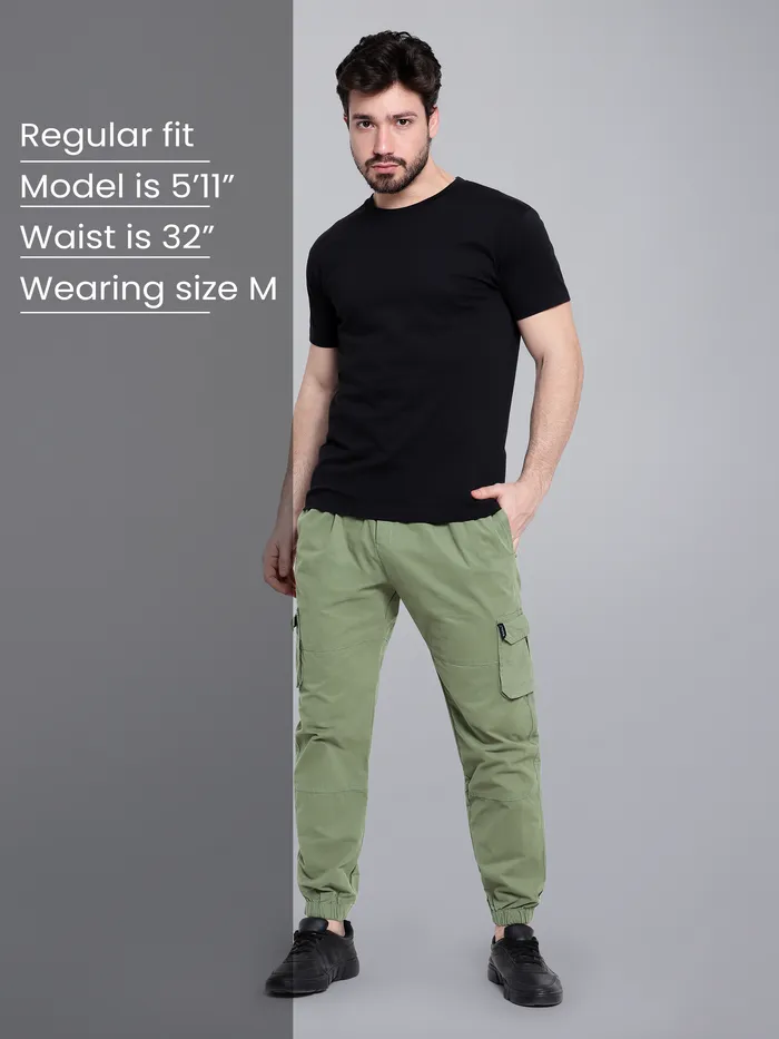Pale Olive Heavy Gauge Cargo Joggers