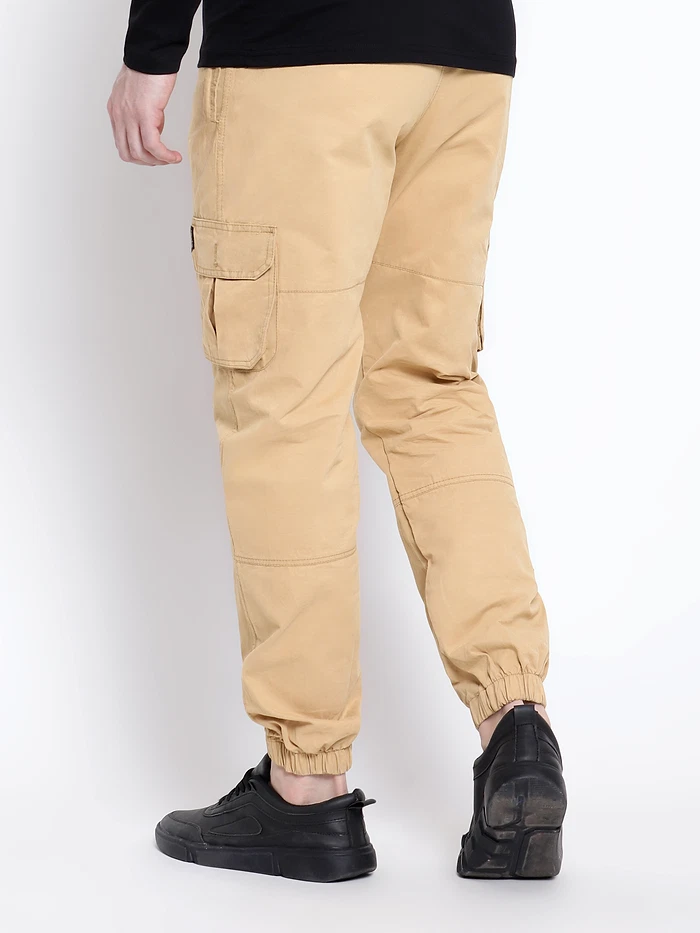 Tan Yellow Dual Pocket Cargo Joggers