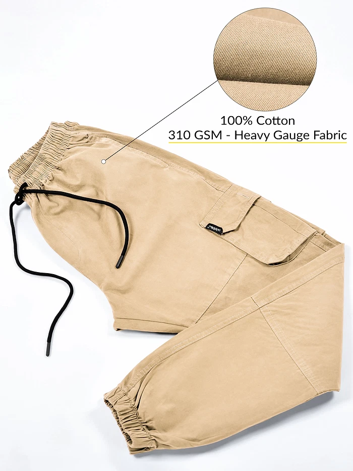 Tan Yellow Dual Pocket Cargo Joggers
