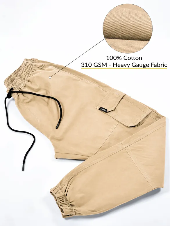 Tan Yellow Dual Pocket Cargo Joggers