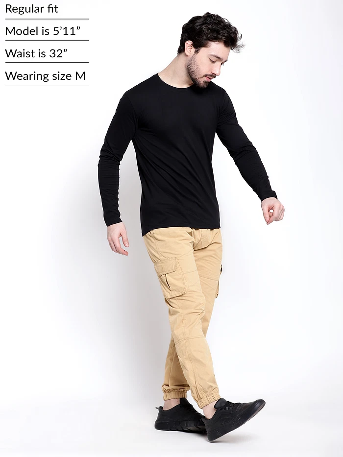 Tan Yellow Dual Pocket Cargo Joggers