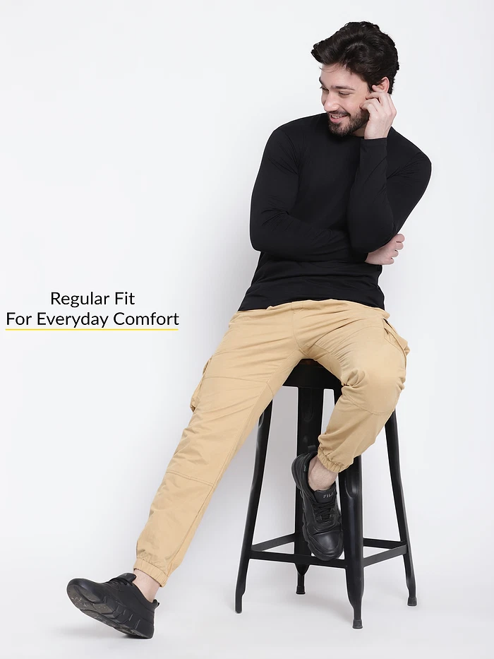 Tan Yellow Dual Pocket Cargo Joggers