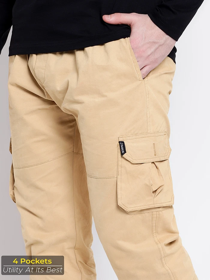 Tan Yellow Dual Pocket Cargo Joggers