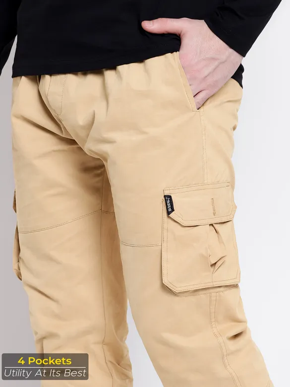 Tan Yellow Dual Pocket Cargo Joggers