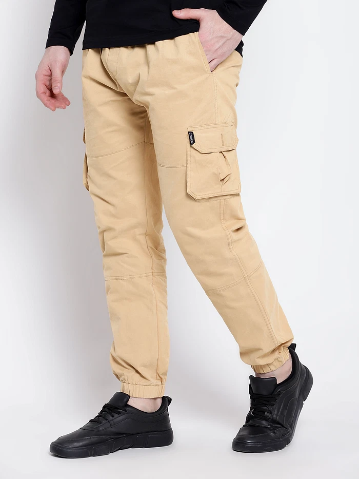 Tan Yellow Dual Pocket Cargo Joggers