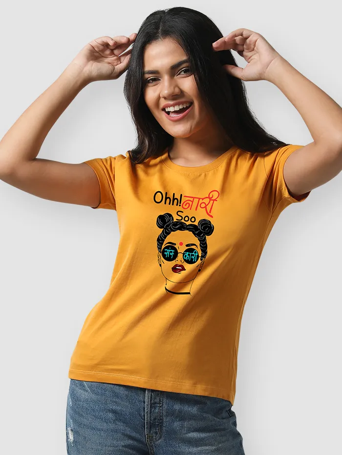 Ohh Naari Sanskari T-shirts For Girls