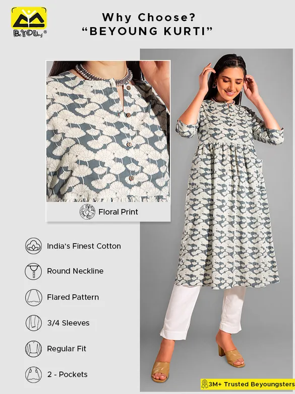 Bold Floral Flared Kurti