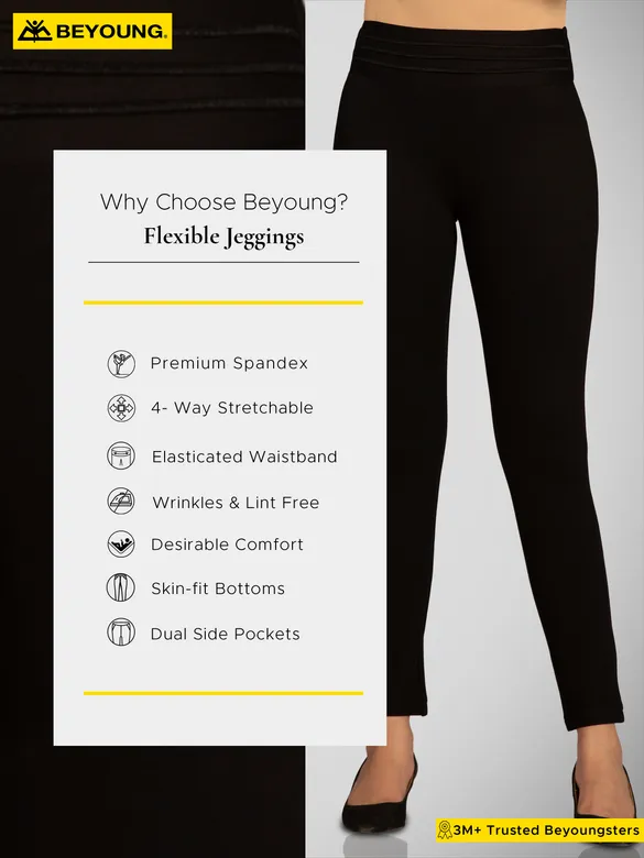 Jade Black Narrow Cut Flexible Women Jeggings