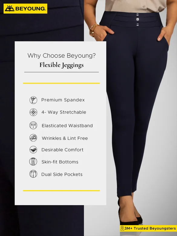 Persian Blue Triple Buttoned Women Jeggings
