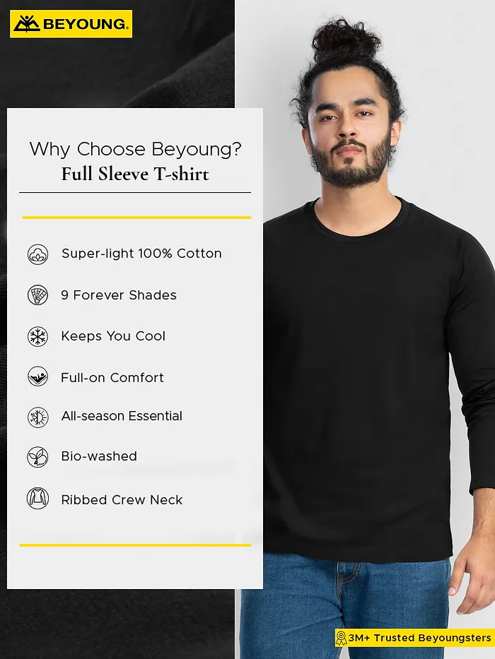 Plain Black Full Sleeves T-shirt