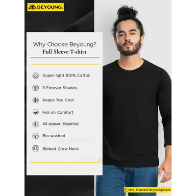 Plain Black Full Sleeves T-shirts