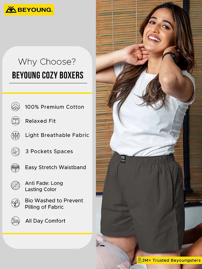 Plain Grizzle Gray Women Boxer