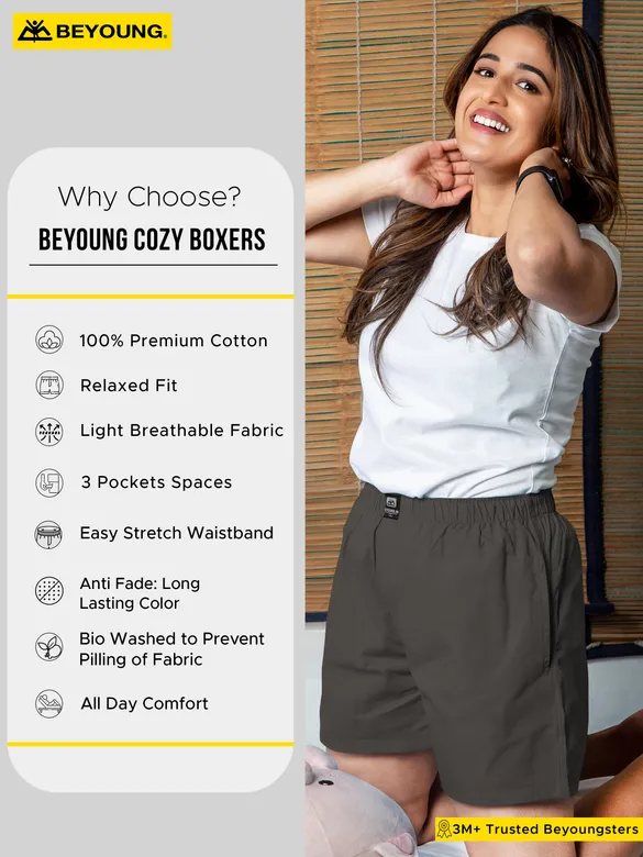 Plain Grizzle Gray Women Boxer