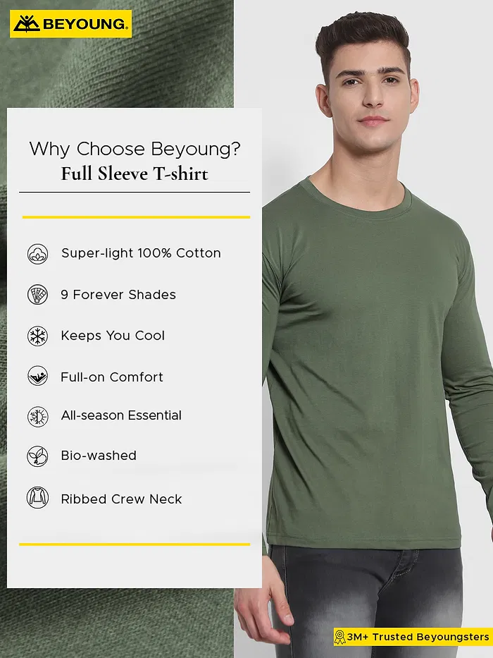 Plain Olive Green Full Sleeves T-shirt