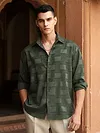 Olive Fur Geometric Textured Shirt