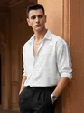 White Fur Geometric Textured Shirt