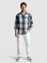 Blue Frayed Check Shirt