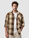 Brown Frayed Check Shirt