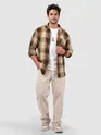 Brown Frayed Check Shirt