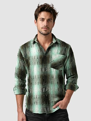 Green Frayed Check Shirt