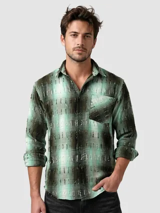Green Frayed Check Shirt