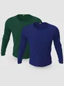 Pack of 2-Full Sleeve T-shirt Combo Bottle Green And Navy Blue
