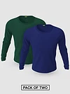 Pack of 2-Full Sleeve T-shirt Combo Bottle Green And Navy Blue